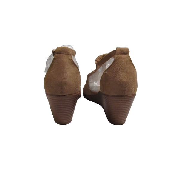 Journee Collection Kedzie Wedge Heeled Sandals Faux Suede Taupe Size 8.5 – New - Picture 7 of 10